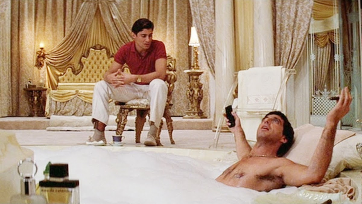 Al Pacino. s character, Tony Montana, in the 1983 film "Scarface"...